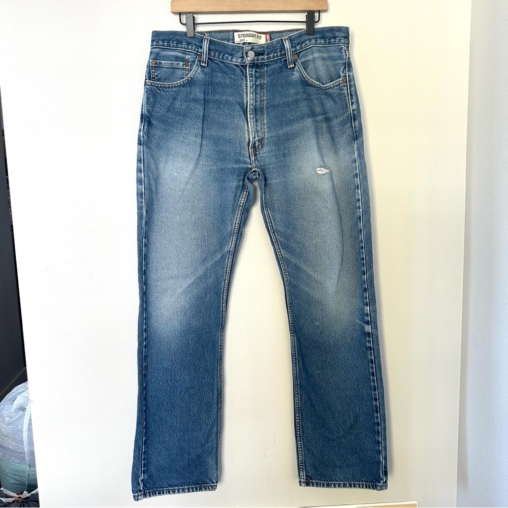 Levis 505 Jeans Mens 36x34 Blue Regular Fit Straight Leg Medium Wash 100% Cotton